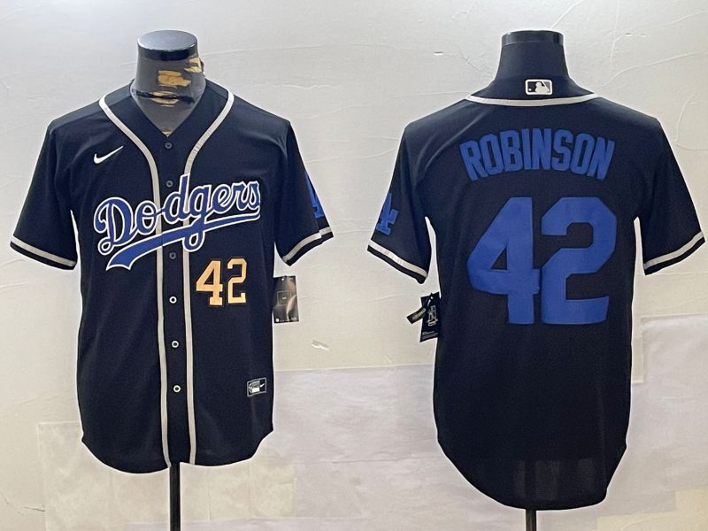 Men Los Angeles Dodgers #42 Robinson Black Game 2024 Nike MLB Jersey style 11211